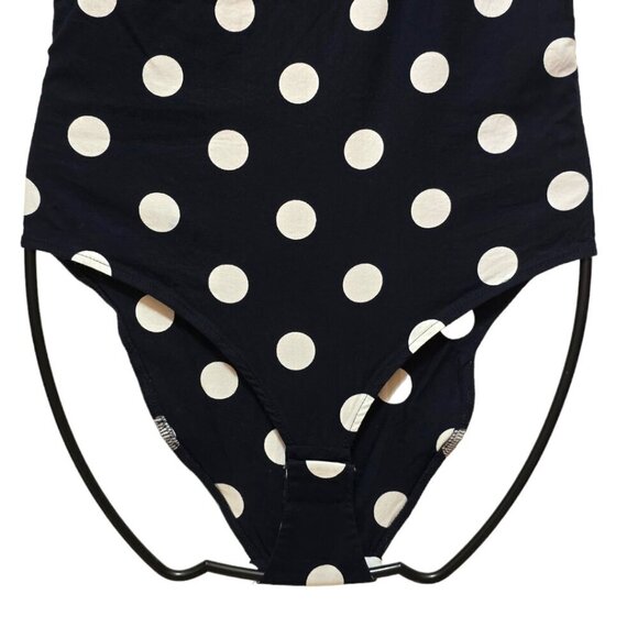 Zara Trafaluc Collection Navy Polka Dot Tie Shoulder Bodysuit Sz XS - Picture 5 of 10